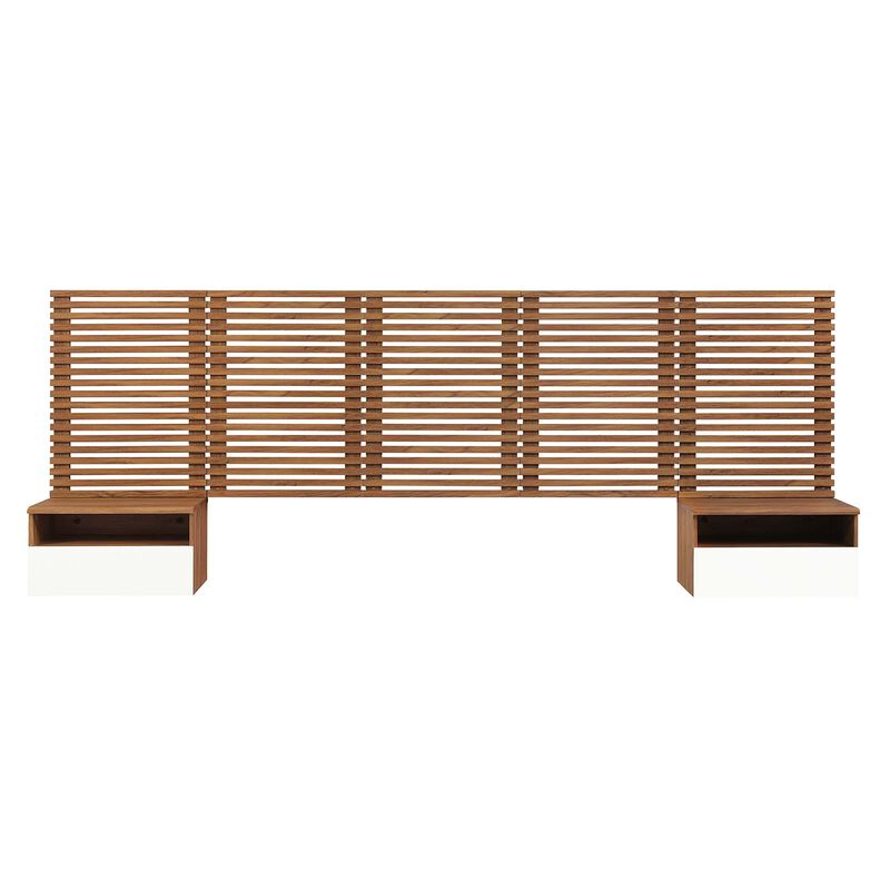 Modway - Render Wall Mount Queen Headboard and Modern Nightstands Walnut image number 2