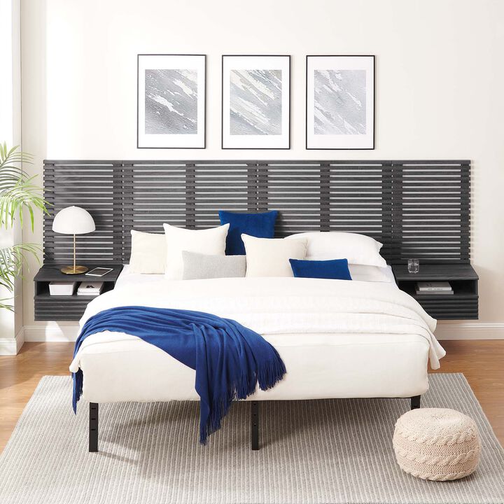 Modway - Render Wall Mount King Headboard and Modern Nightstands