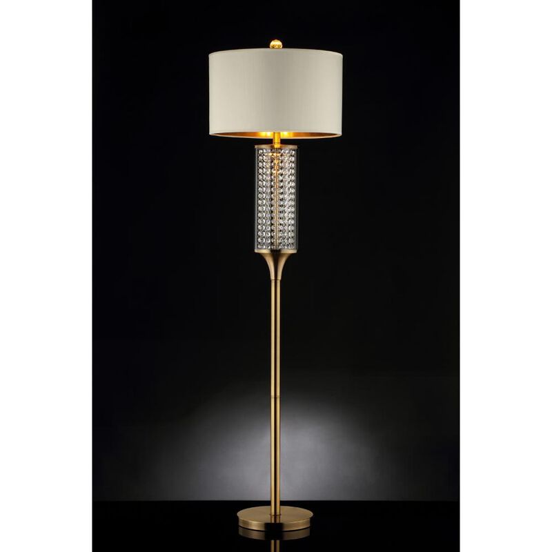 Hivvago 62" Gold Column Floor Lamp With Off White Metal Drum Shade