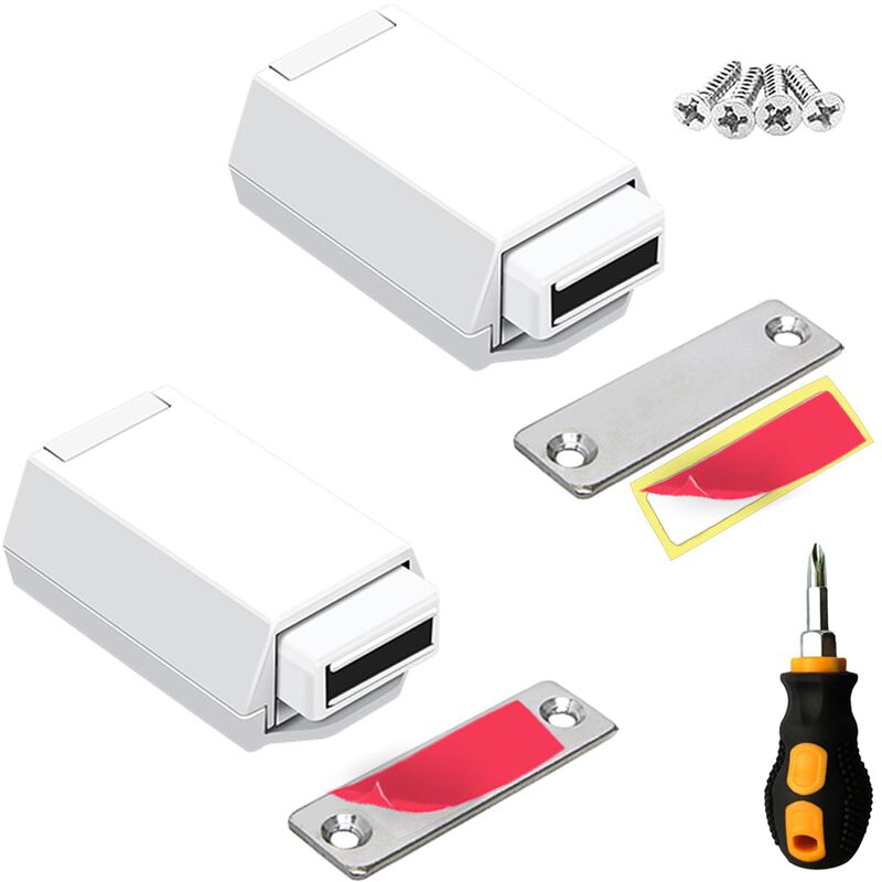 Magnetic Push to Open Cabinet Hardware CBRIVE 2 Pack Heavy Duty Push Latch & Lock for Hidden Door Touch Latches and Catch Magnet