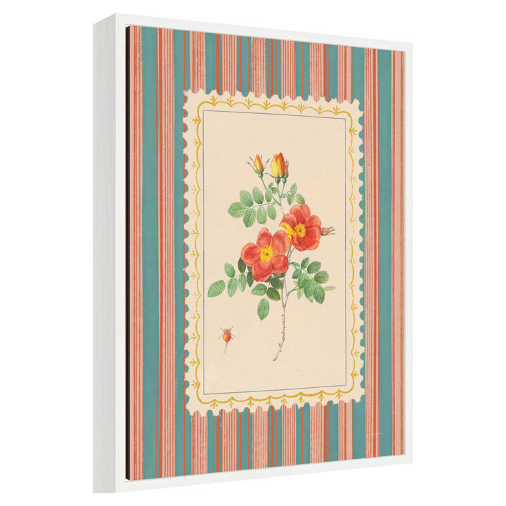 Vintage Striped Flowers IV by Mary Urban Framed Canvas Wall Art