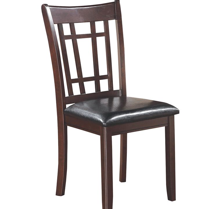 Contemporary Armless Dining Side Chair, Espresso Brown & Black, Set of 2-Benzara
