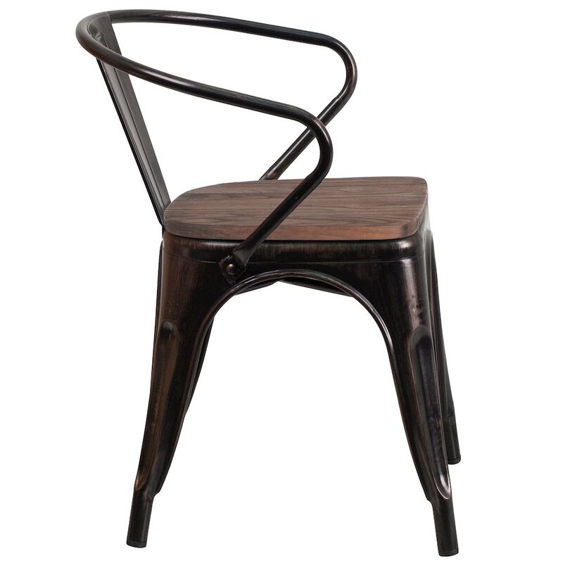 Metal/Wood Colorful Restaurant Chairs image number 5