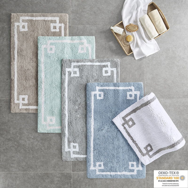 30x20 inch Blue Cotton Tufted Bath Rug 20x30