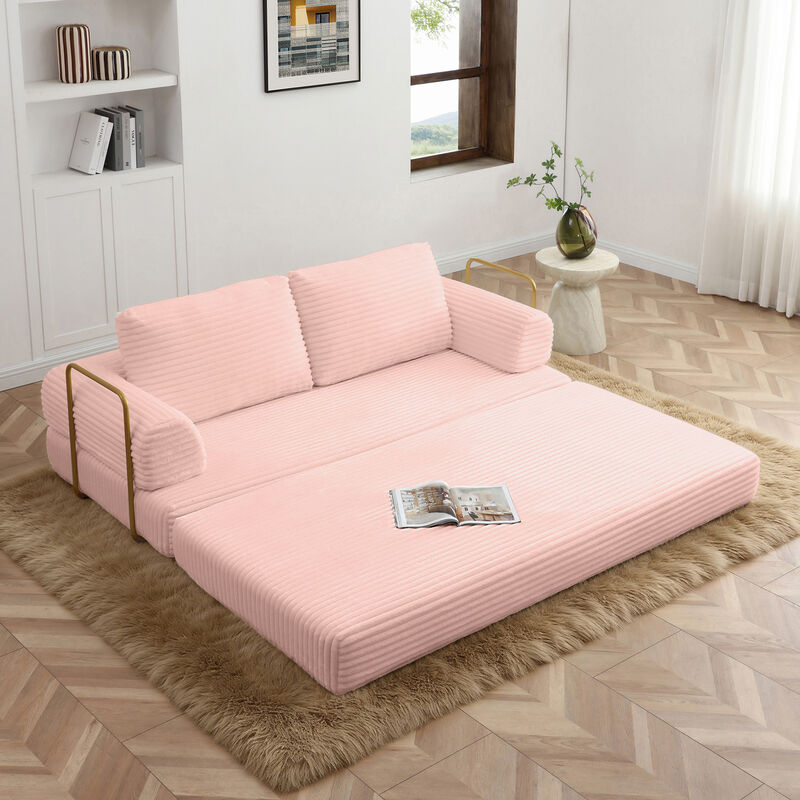 Merax Convertible Sofa Bed, Folding Floor Couch Corduroy Fold Out Couch image number 3