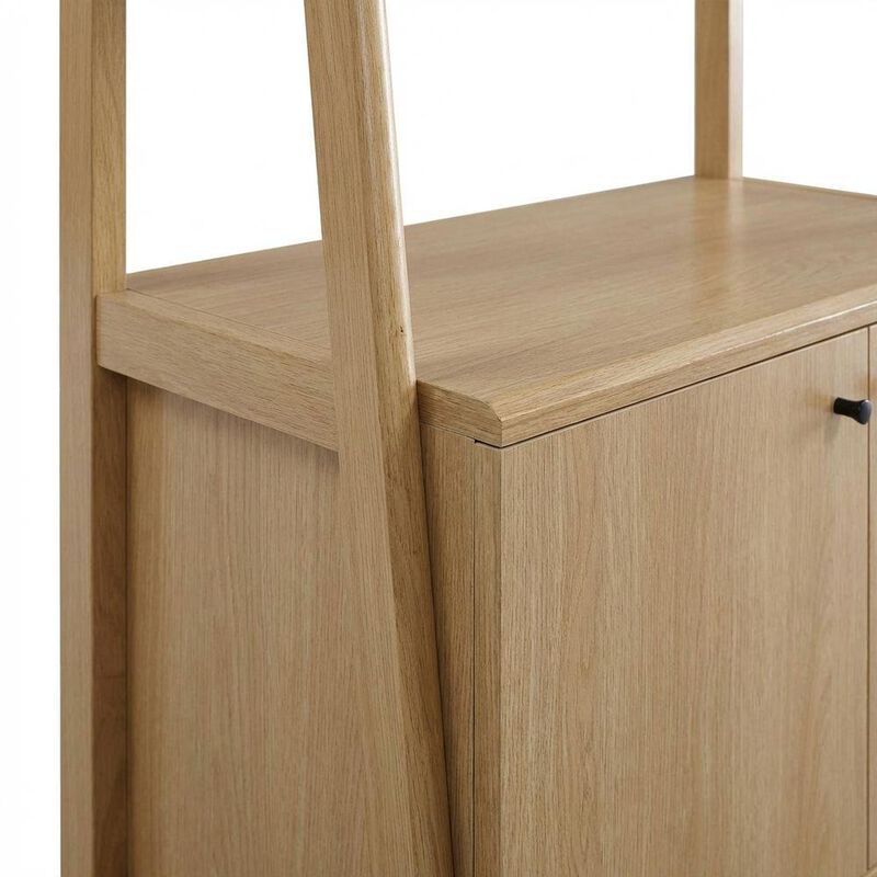 Wooden Bookshelf in Natural Finish with Open Storage Design image number 6