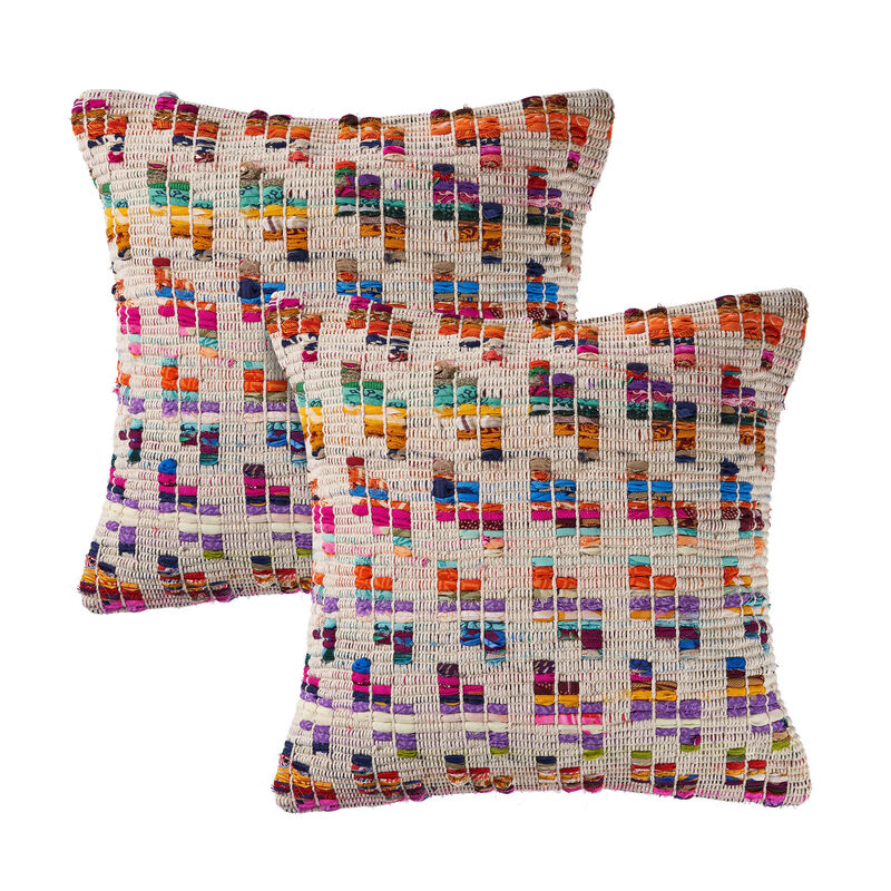 HomeRoots Set of Two Brown Eclectic Cotton Throw Pillow image number 0