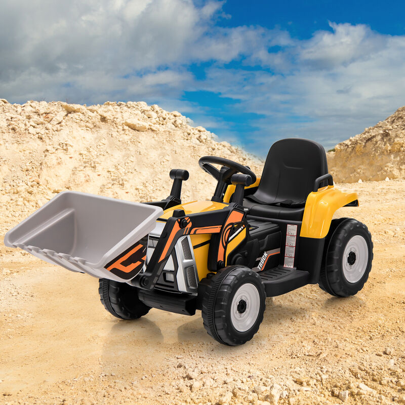 Battery Powered Kids Excavator Ride On Toy with Adjustable Arm and Shovel Bucket-yellow image number 3