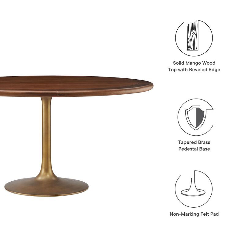 Lippa 60" Round Pedestal Solid Wood Dining Table image number 2