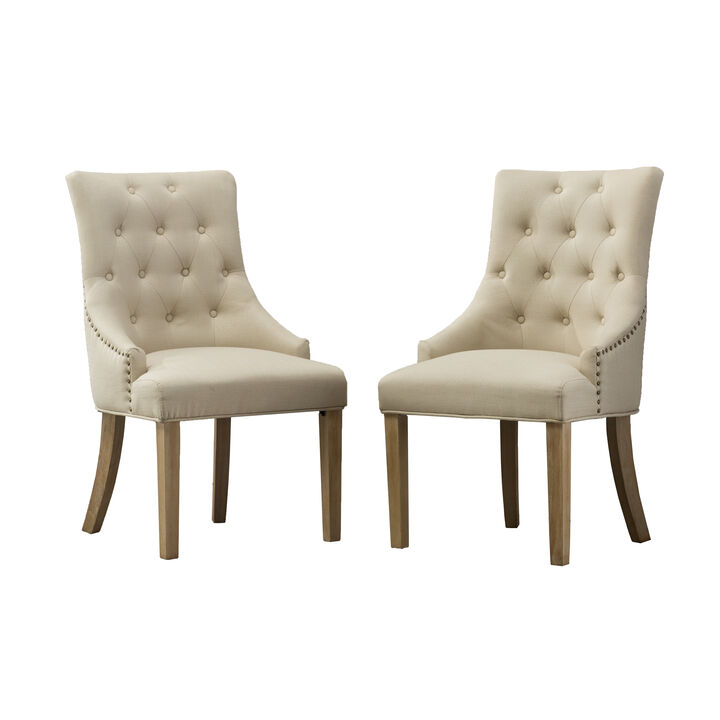 Merax Set of 2 Charcoal Button-Tufted Wingback Hostess Chairs
