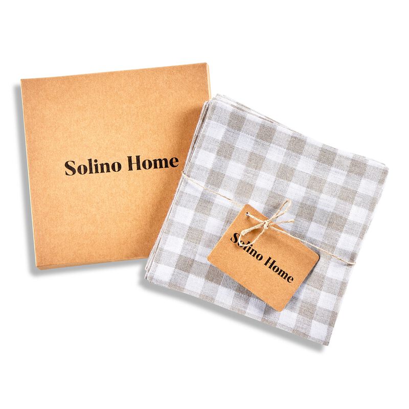 Linen Cocktail Napkins - Gingham Check image number 1