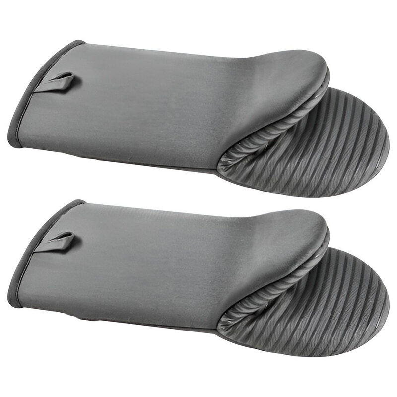 Lightweight Cotton Oven Mitts with Silicone Strips, Heat Resistant Baking Gloves, Set of 2 with Hooks-Grey image number 0