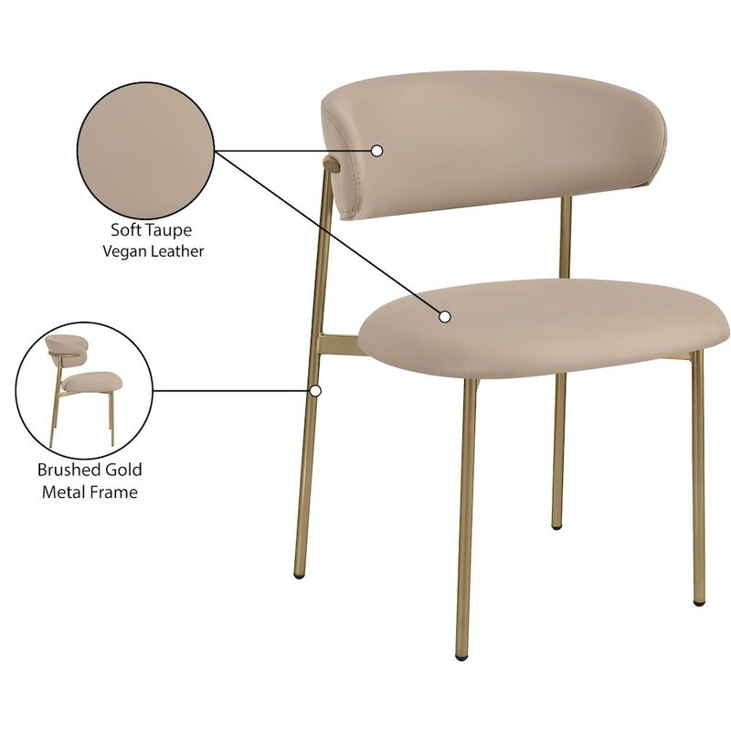 Meridian Furniture Lupita Taupe Vegan Leather Dining Chair, Set of 2