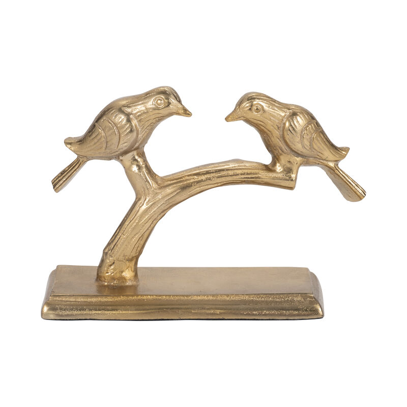 Metal Perched Birds in Gold image number 1