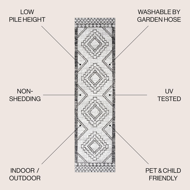 Marokko Diamond Tribal Medallion Indoor/Outdoor Area Rug