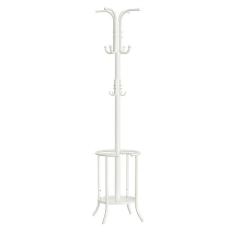 Freestanding Heavy Duty Coat Rack Metal Design with Umbrella Holder and Hooks