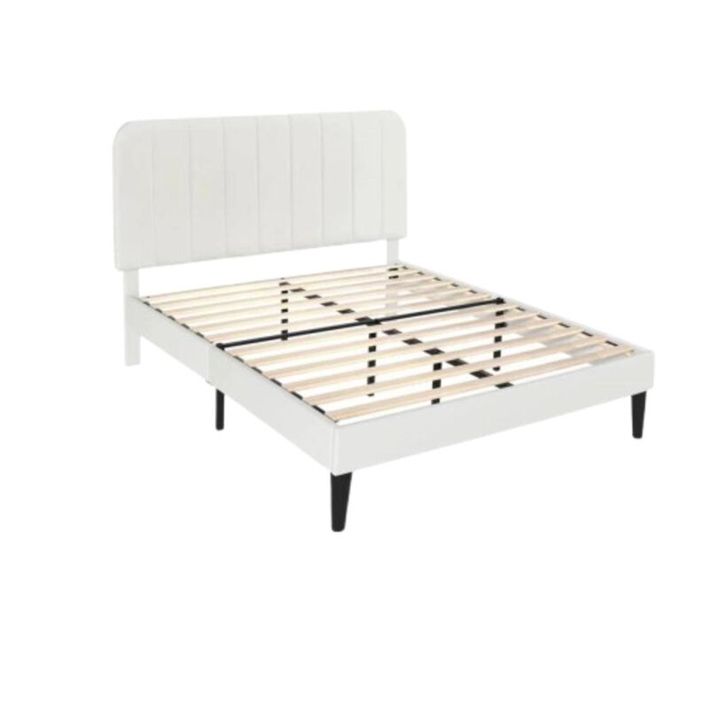 Hivvago Full size Blue Upholstered Platform Bed Frame with Headboard