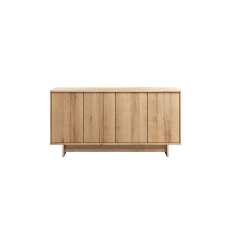 Prepac Finnley Sideboard Cabinet Buffet Natural Oak Engineered Wood with Storage