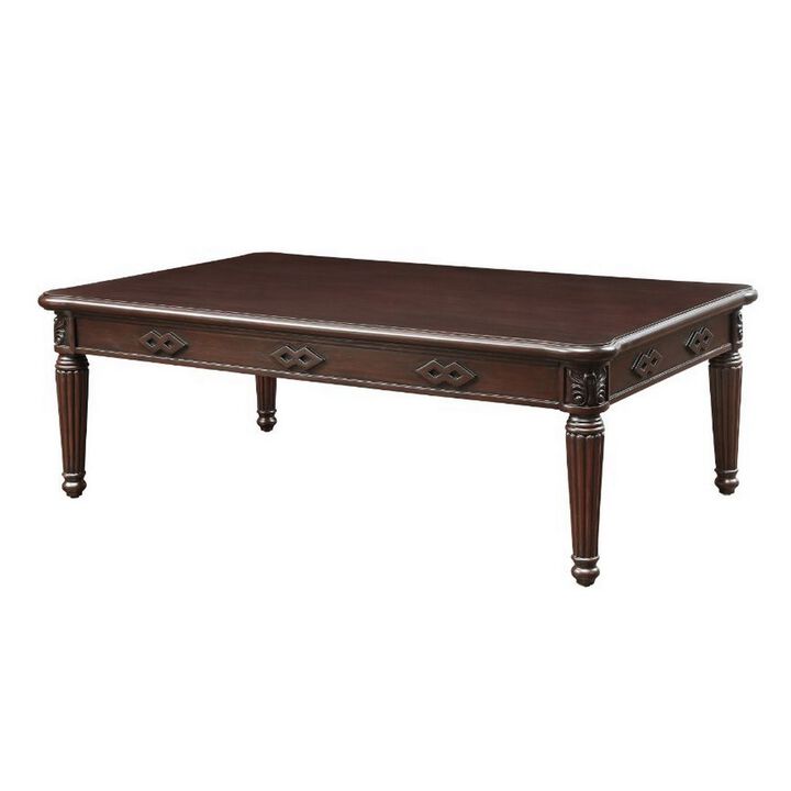 Coffee Table with Traditional Style and Turned Legs, Espresso Brown-Benzara