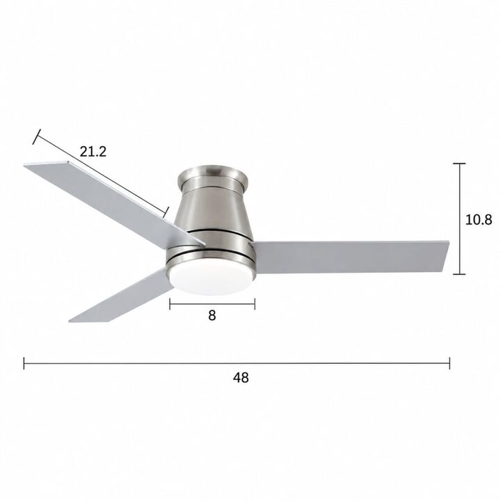 ELEMENT ACE 48 Inch Low Profile Ceiling Fan with Integrated Dimmable LED Light Kit, Reversible Motor, Remote Control, Energy Efficient for Medium Sized Residential and Commercial Spaces.
