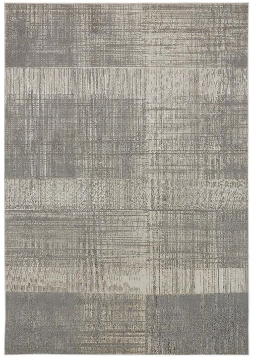 HomeRoots 8' X 10' Gray and Ivory Abstract Non Skid Area Rug