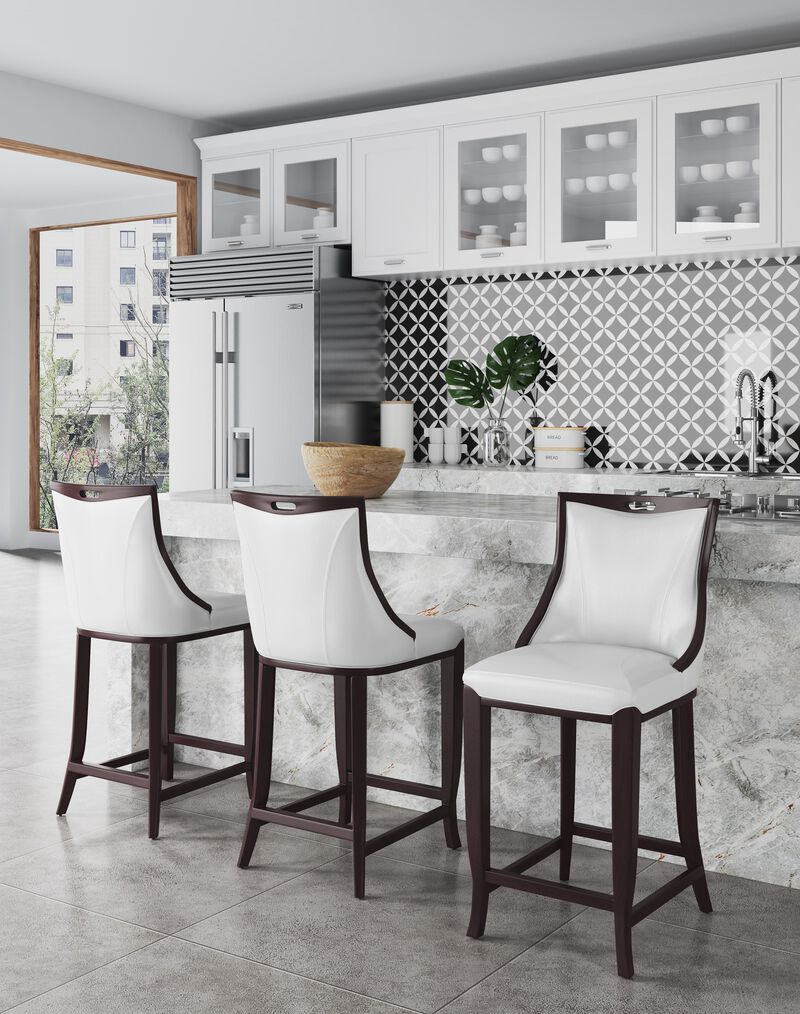 Emperor White Bar Stools (Set of 3)