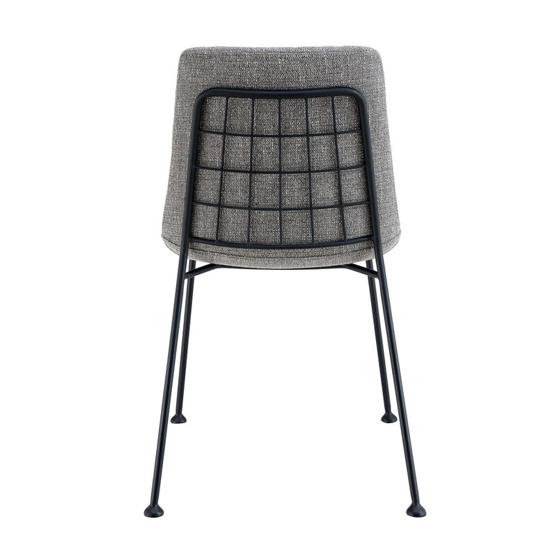 Hivvago Set of Two Gray And Black Upholstered Fabric Dining Side Chairs
