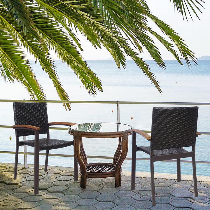 Set of 2 Outdoor Patio PE Rattan Dining Chairs
