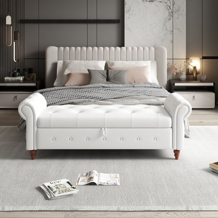 Streamdale 63'' Bed Bench Cream White Fabric