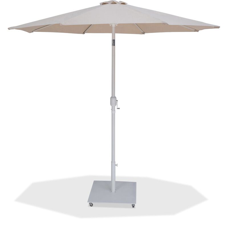 Meridian Furniture Fiji Beige Fabric / Matte White Aluminum Patio Umbrella with Base Sets