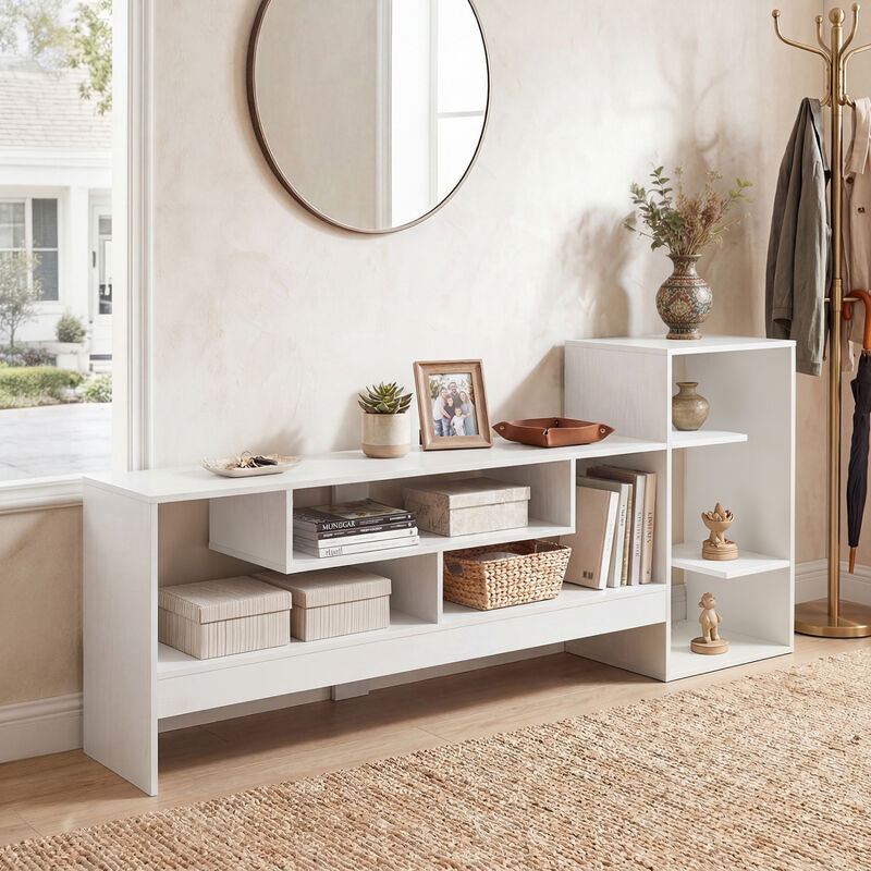 Modern TV Stand with Cube Storage Shelves and Charging Power Outlets image number 5
