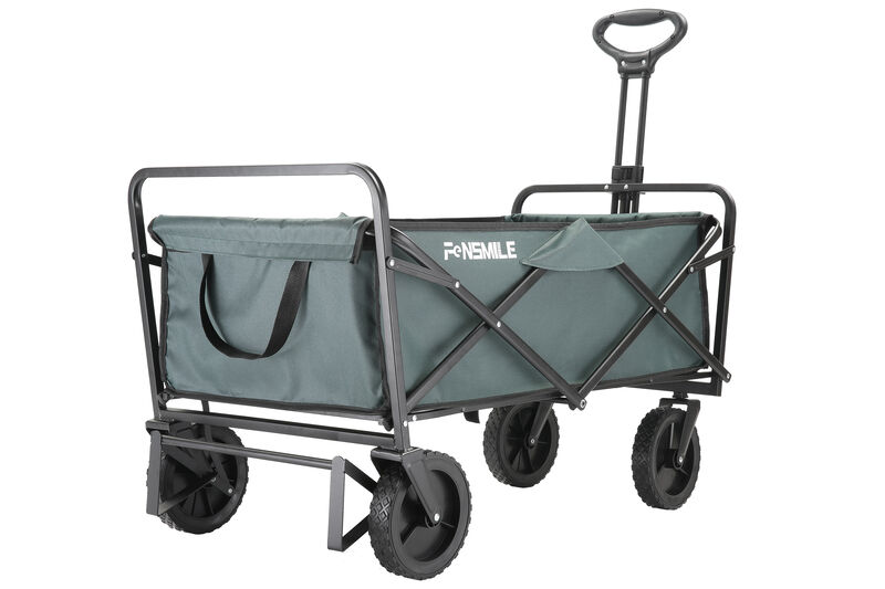 EchoSmile 4.06 cu. ft. Fabric Portable Garden Cart with Adjustable Rolling Wheels in Green