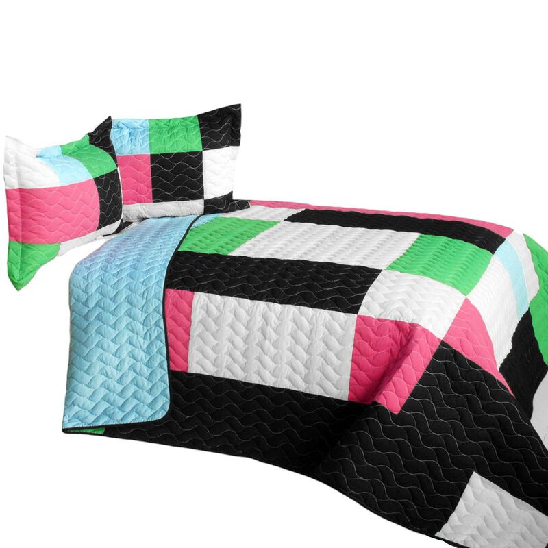 Throb of Encounters Quilted Patchwork Quilt Set 3PC Queen Size Cozy Bedding image number 1
