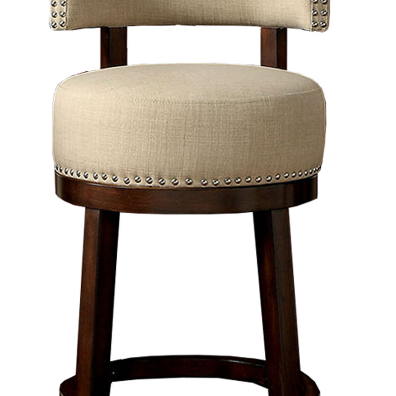 Lynsey Contemporary 24"Barstool With linen Cushion, Beige Finish, Set of 2