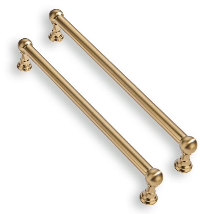 CABDM 5 Pack 12 Inch Solid Kitchen Cabinet Handles Brushed Gold Heavy Duty Cabinet Pulls Satin Brass Drawer Pulls Cabinet Hardwa