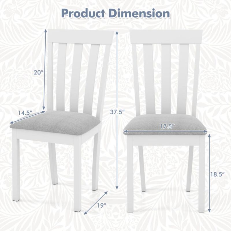 Hivvago Dining Chair Set of 2 Upholstered Wooden Kitchen Chairs with Padded Seat and Rubber Wood Frame