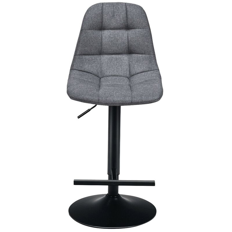 2Pcs Adjustable Bar Stools Swivel Counter Height Linen Chairs-Grey