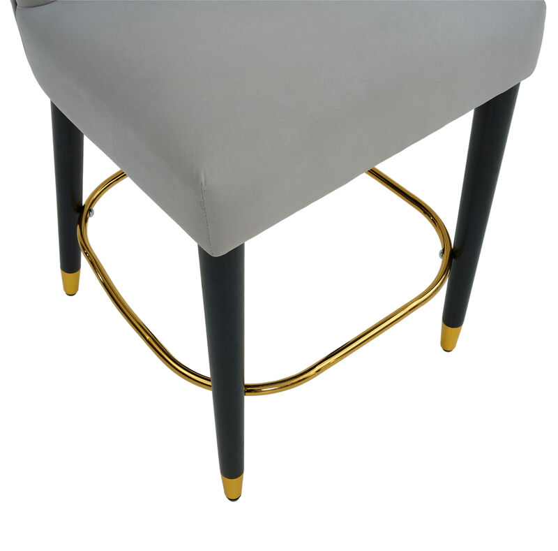 Christopher Knight Home Casper Modern Upholstered Rubberwood Barstool with Gold Circular Footrest (Set of 2) image number 7