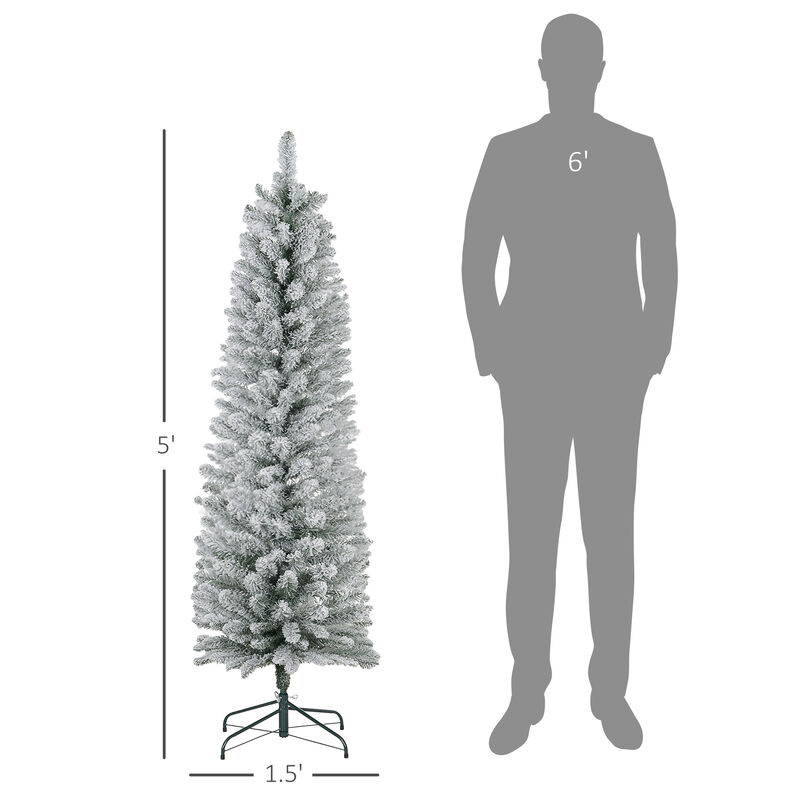 BreeBe 5ft Artificial Pencil Christmas Tree with Metal Base image number 2