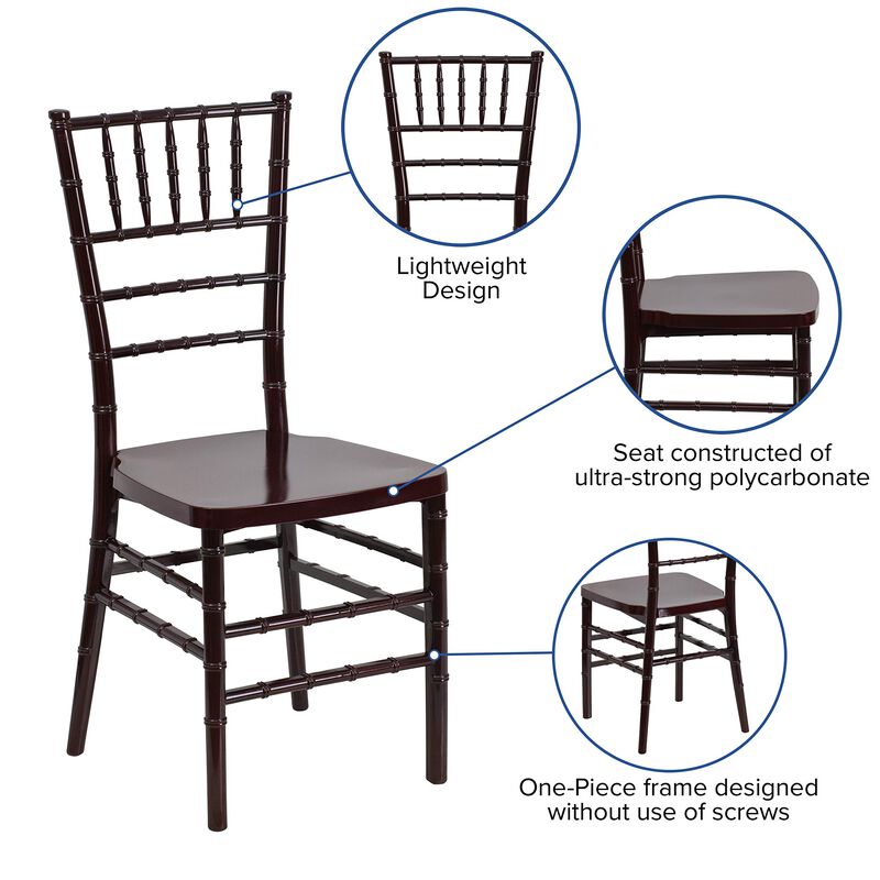 Flash Furniture HERCULES PREMIUM Series Mahogany Resin Stacking Chiavari Chair