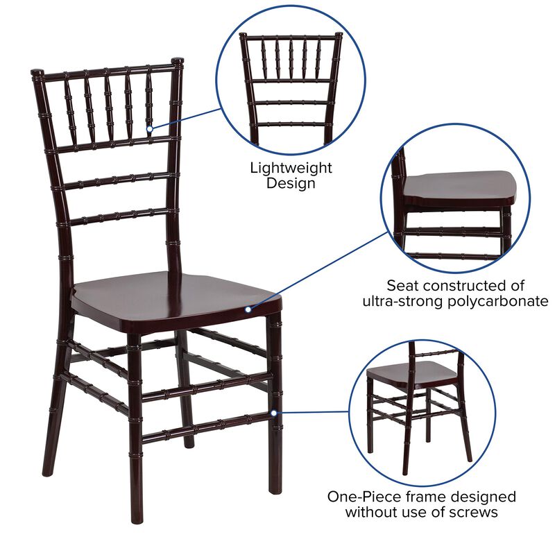 Flash Furniture HERCULES PREMIUM Series Mahogany Resin Stacking Chiavari Chair image number 2