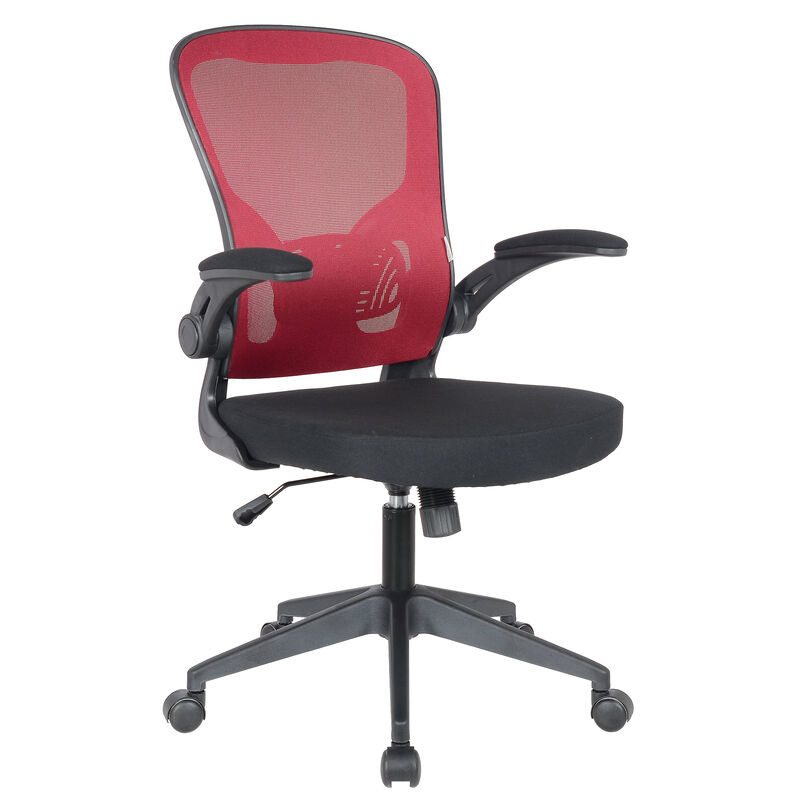 LeisureMod Mesh Office Swivel Desk Chair Modern Ergonomic Adjustable Height with Flip-Up Armrest and Breathable Back Newton Series