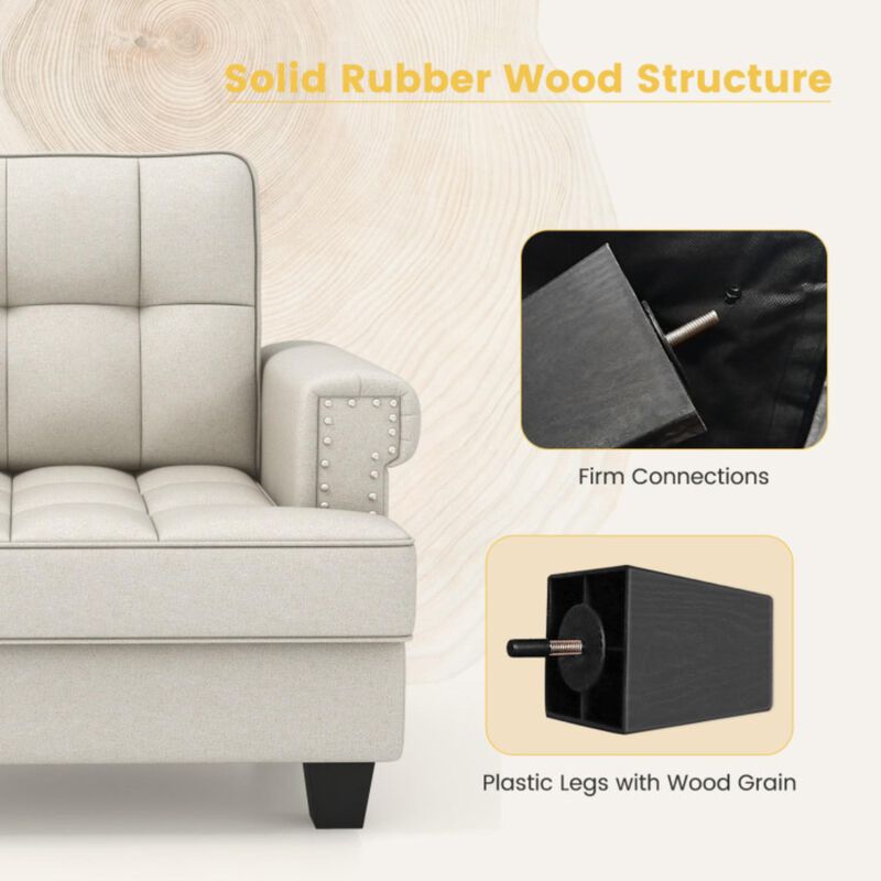 Hivvago Mid-century Modern Accent Armchair Tufted Linen Club Chair