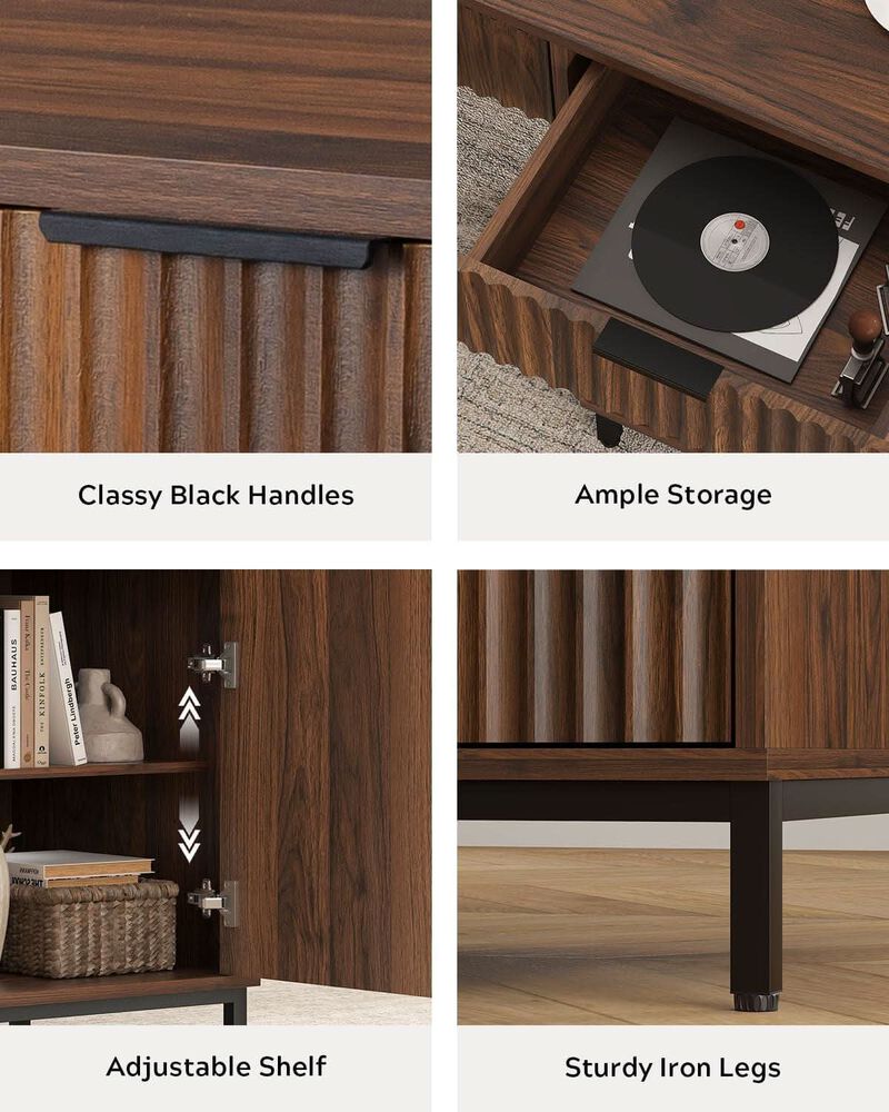 ShipItFurniture Brown 47-Inch Fluted Executive Desk Charging Station image number 4