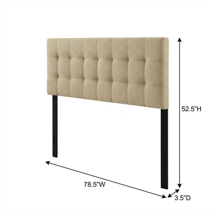 Upholstered Fabric King Headboard in Neutral Tone with Classic Design