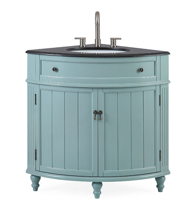 24 Inch Benton Collection Light Blue Triadsville Corner bathroom sink Vanity  # GD-47555