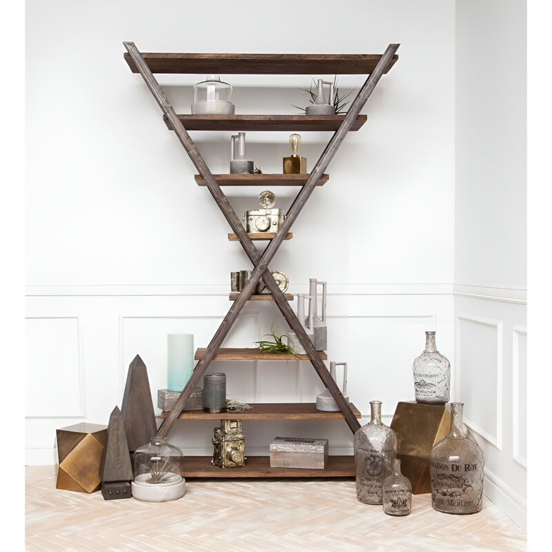 Square Block End Table in Distressed Brass Finish &ndash; Industrial Chic