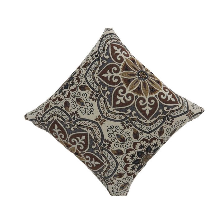 Contemporary Style Medallion Patterned Set of 2 Throw Pillow, Multicolor-Benzara