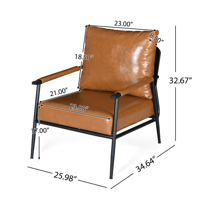 Merax Mid-Century Modern Faux Leather Accent Chair