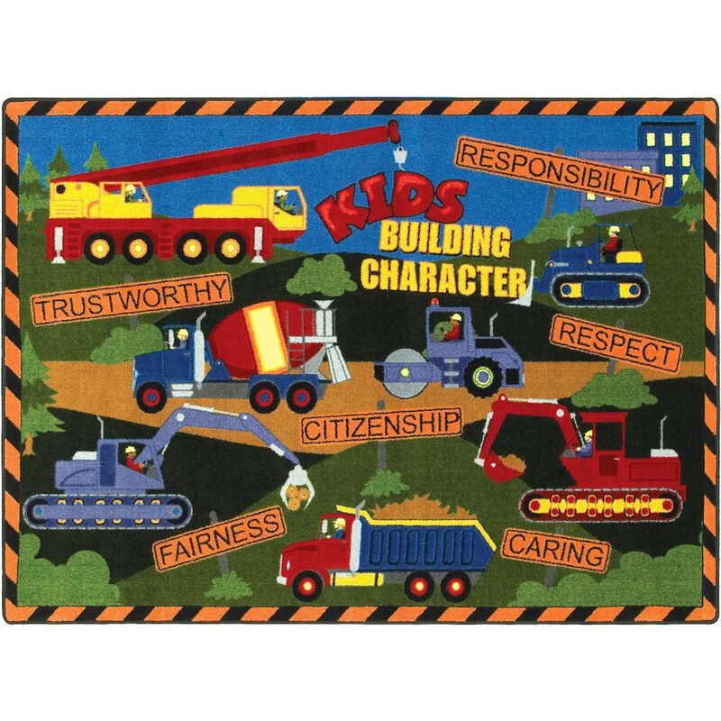 Joy Carpets Kid Essentials Kid's Building Character 10'9 x 13'2 Area Rug in Color Multi